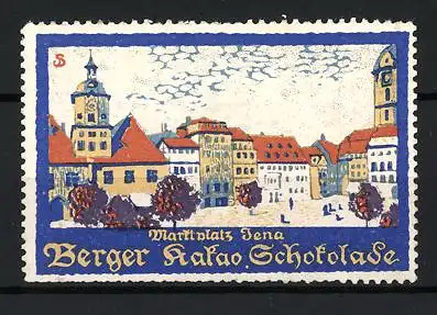 Künstler-Reklamemarke Sigmund von Suchodolski, Jena, Berger Kakao-Schokolade, Marktplatz Jena