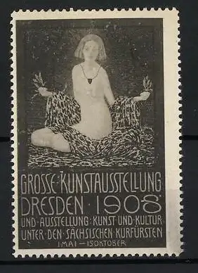 Reklamemarke Dresden, Grosse Kunstausstellung 1908, Frau mit Tuch