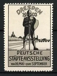 Reklamemarke Dresden, Deutsche Städte-Ausstellung 1903, Ritter mit Schwert