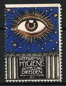 Reklamemarke Dresden, Internationale Hygiene Ausstellung 1911, Auge und Sterne