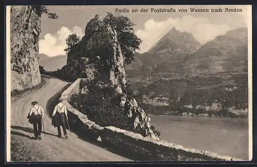 AK Weesen, Partie an der Poststrasse nach Amden