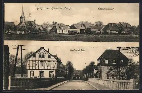 AK Hermannsburg, Pertze-Brücke und Gesamtansicht