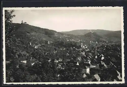 AK Weinheim /Bergstrasse, Ortsansicht mit Burgen