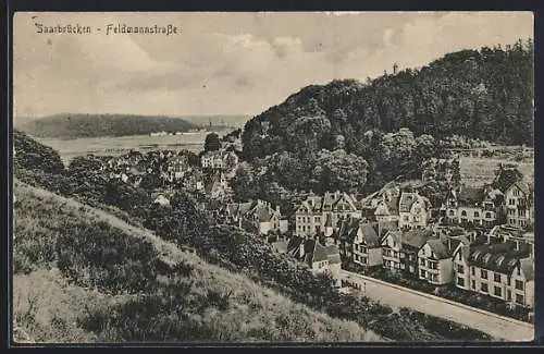 AK Saarbrücken, Feldmannstrasse aus der Vogelschau