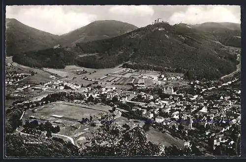 AK Annweiler, Gesamtansicht mit Trifels und Turnerheim