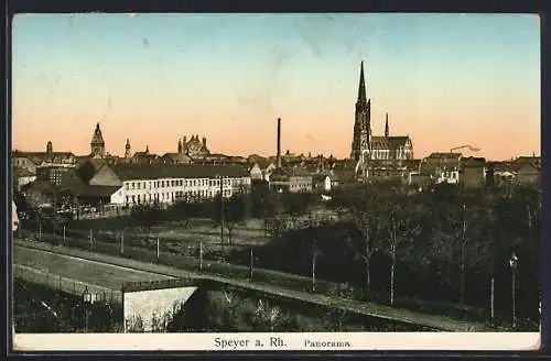 AK Speyer am Rhein, Panorama mit Strasse aus der Vogelschau