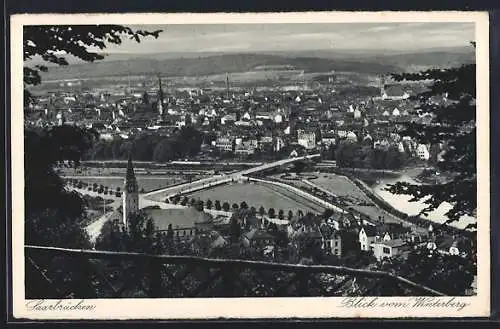 AK Saarbrücken, Ortsansicht vom Winterberg aus