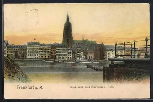 AK Alt-Frankfurt, Blick nach dem Mainquai und Dom