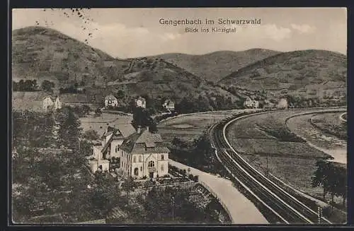 AK Gengenbach /Schwarzwald, Blick ins Kinzigtal, mit Bahnschienen