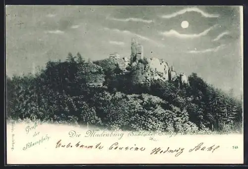 AK Eschbach /Rheinpfalz, Madenburg / Eschenheimer Schloss im Mondschein