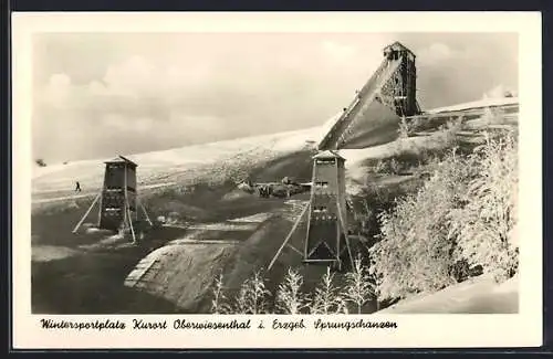 AK Oberwiesenthal, Blick auf Sprungschanzen