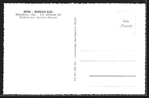 AK Mayschoss /Ahr, Hotel-Weinhaus Kläs, Innenansicht Gastraum