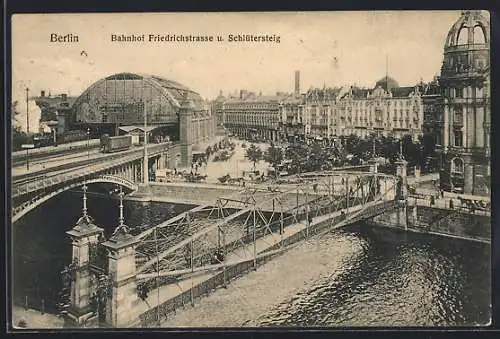 AK Berlin, Bahnhof Friedrichstrasse und Schlütersteig