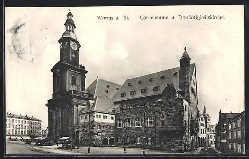 AK Worms a. Rh., Cornelianum und Dreifaltigkeitskirche