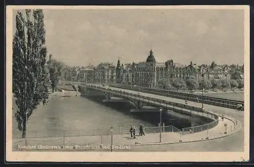 AK Konstanz /Bodensee, Neue Rheinbrücke und See-Hotel