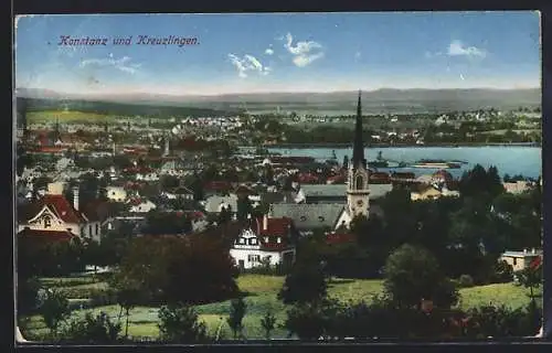 AK Konstanz, Teilansicht mit Kreuzlingen