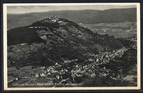 AK Neustadt i. Odenw., Teilansicht mit Burg Breuberg, Fliegeraufnahme