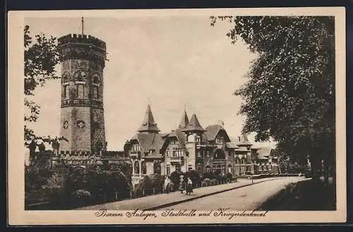 AK Barmen, Barmer Anlagen, Stadthalle und Kriegerdenkmal