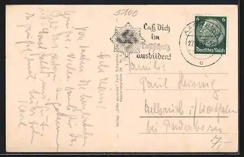 AK Bad Aachen, Rathaus mit Strassenpartie