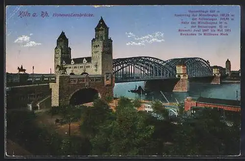 AK Köln a. Rh., Hohenzollernbrücke