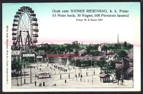 AK Wien, K. k. Prater, Riesenrad, 600 Personen fassend