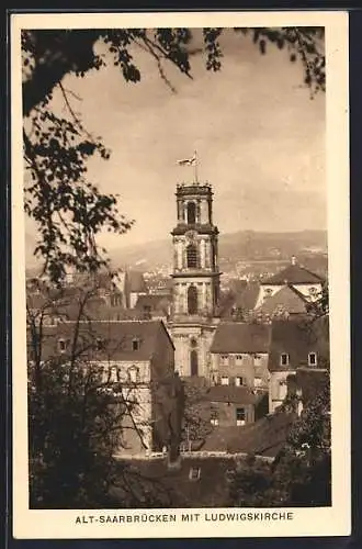 AK Saarbrücken, Ansicht mit der Ludwigskirche