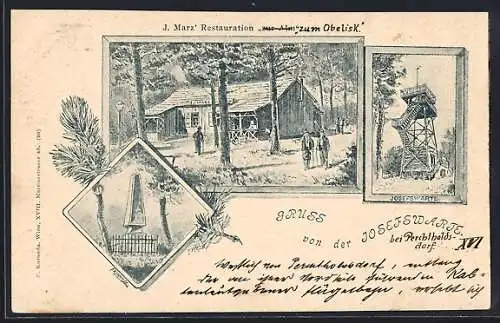 AK Perchtholdsdorf, Josefswarte und J. Marz`s Restauratuin zur Alm