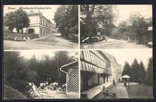 AK Mauer, Mittelstands-Erholungsheim, Liegen im Garten und Aussenansicht