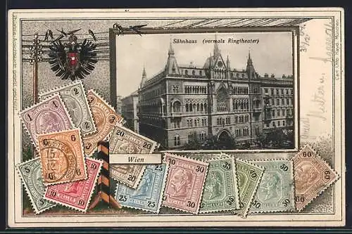 AK Wien, Sühnhaus, vormals Ringtheater, Briefmarken