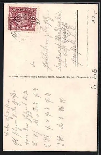 AK Windhaag b. Freystadt, Partie an der Schule, Ortsansicht