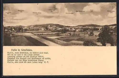 AK Halle / Westfalen, Panorama, Hesseler Berge, Knüll, Haller Egge