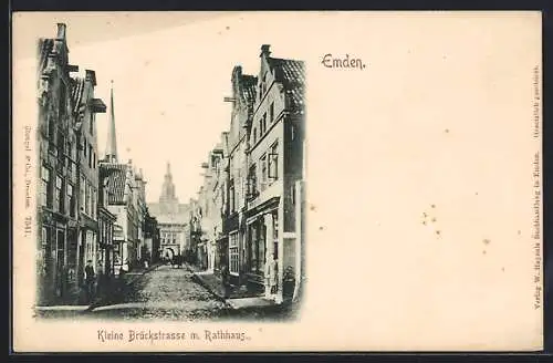 AK Emden, Kleine Brückstrasse mit Rathaus