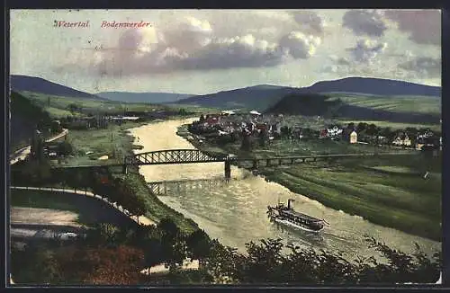 AK Bodenwerder /Wesertal, Gesamtansicht am Fluss