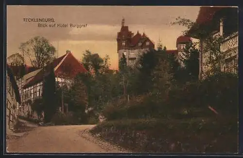 AK Tecklenburg, Blick auf Hotel Burggraf, Bes. J. Gerstengarbe