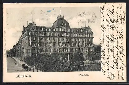 AK Mannheim, Parkhotel mit Strassenpartie