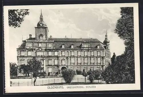 AK Oldenburg / O., Grossherzogliches Schloss mit Strassenpartie