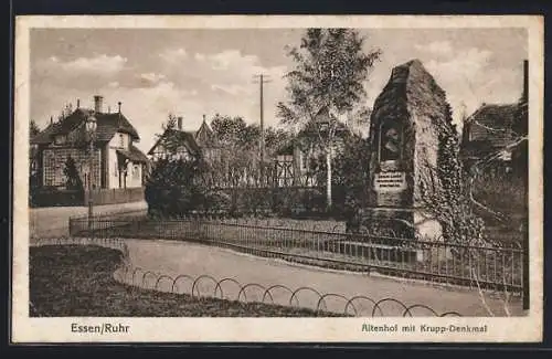 AK Essen /Ruhr, Altenhof mit Krupp-Denkmal