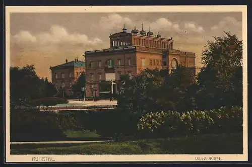 AK Essen / Ruhr, Ruhrtal, Villa Hügel mit Anlagen