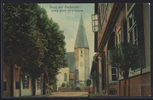AK Badbergen, Evangelische Kirche mit Umgebung