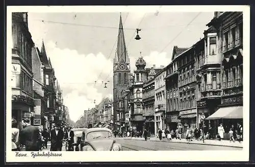 AK Herne, Geschäfte und Autos in der Bahnhofstrasse