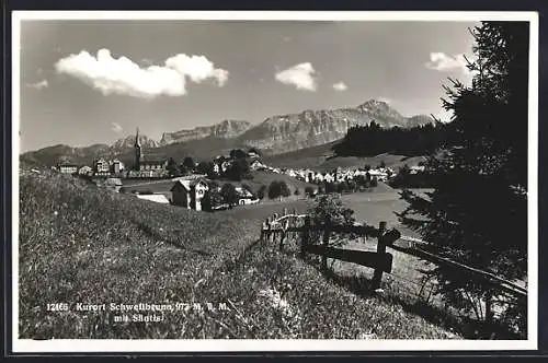 AK Schwellbrunn, Ortsansicht von den Wiesen aus