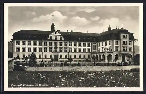 AK Appenzell, Kollegium St. Antonius mit blühender Wiese