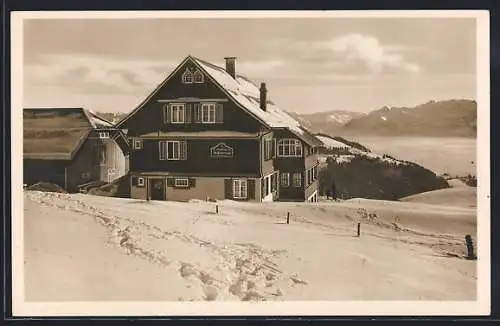 AK Alp Scheidegg, Gasthaus im Winter