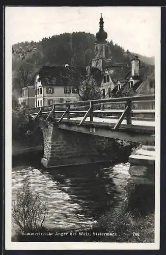 AK Anger bei Weiz, Flussbrücke und Kirche