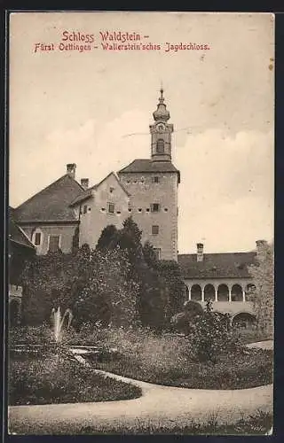 AK Deutschfeistritz, Schloss Waldstein, Fürst Oettingen, Wallerstein`sches Jagdschloss mit Garten