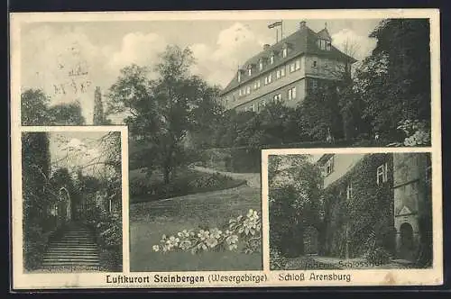 AK Rinteln, Blick auf Schloss Arensburg mit Aufgang und Innenhof