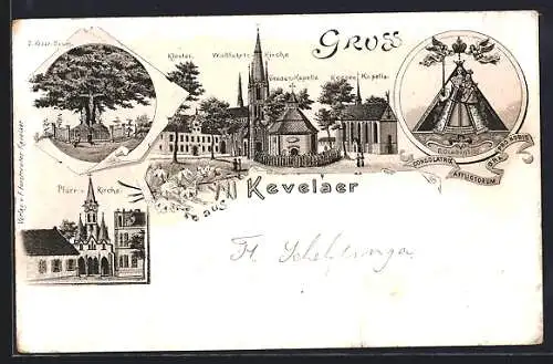 Lithographie Kevelaer, die Wallfahrtskirche, die Pfarrkirche, das Gnadenbild