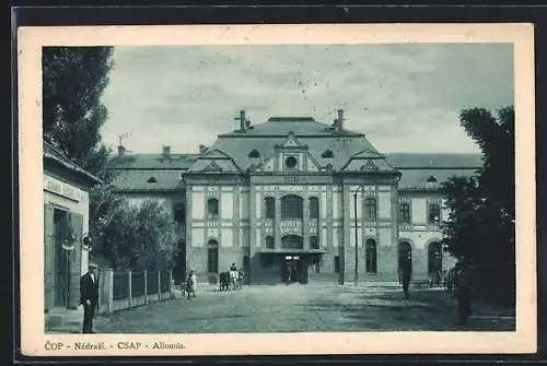 AK Tschop / Csap, Allomas, Blick zum bahnhof