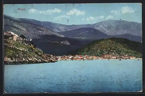 AK Parga, Totale mit Umland vom Meer gesehen