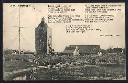 AK Hamburg-Insel Neuwerk, Der Leuchtturm mit Gedicht von Paul Richard Luck